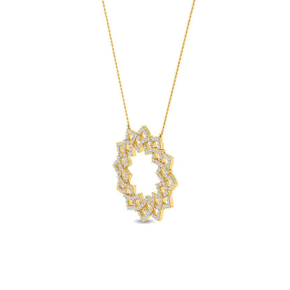Solid Gold 0.7ct Natural Diamond Circle Sun Flower Necklace