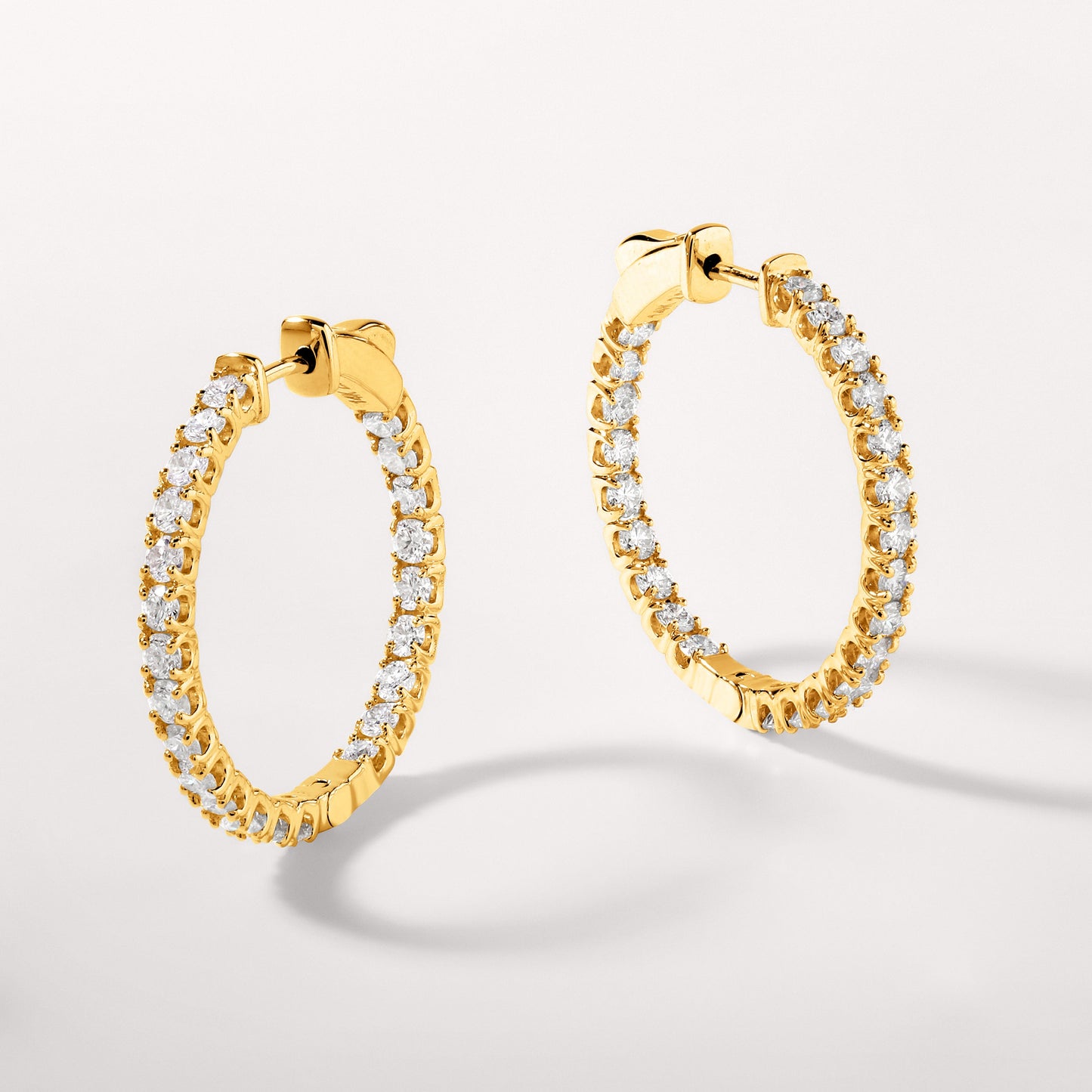 Solid Gold 2.04ct Natural Diamond 26mm Inside-Out Round Hoop Earrings