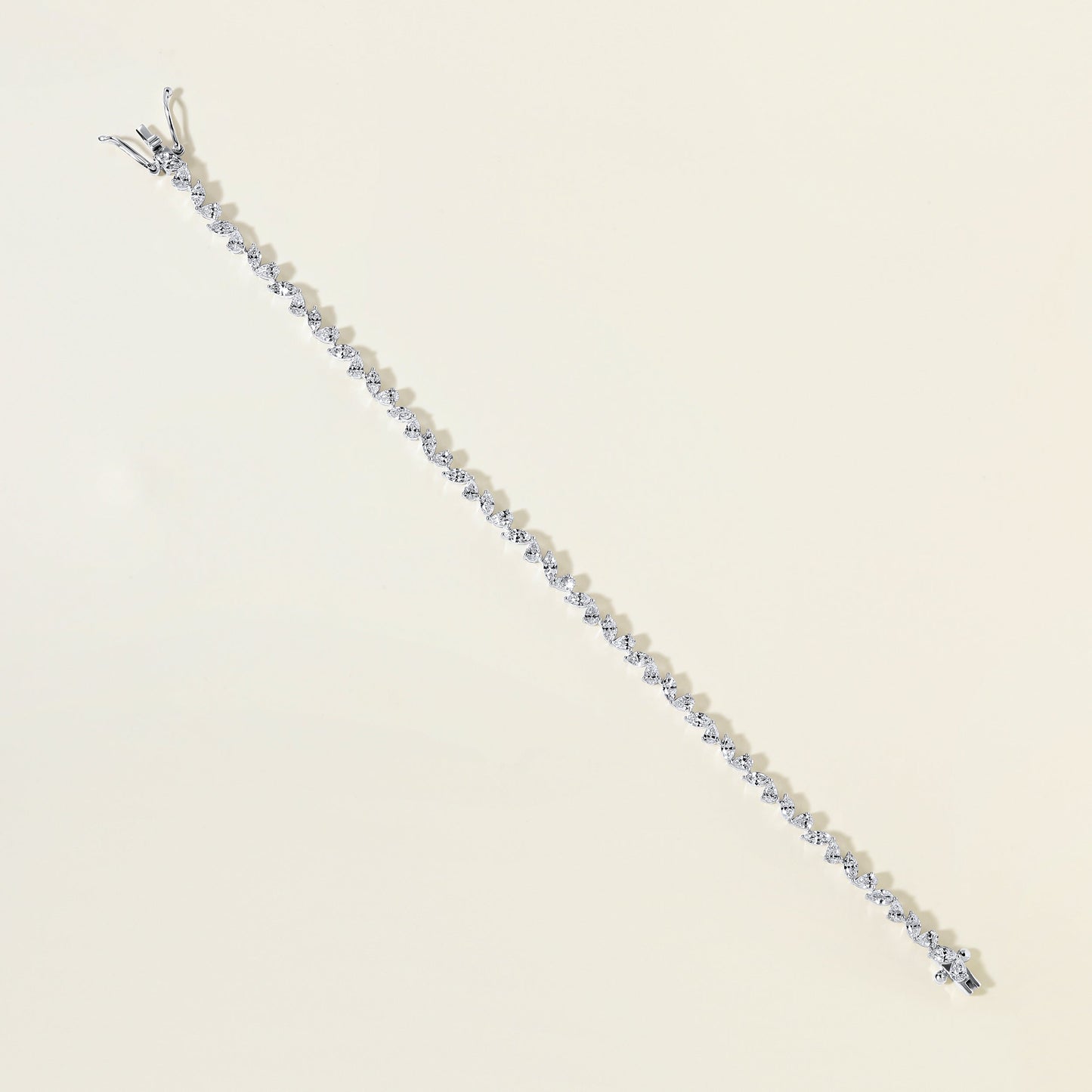 Solid Gold 4ct Natural Diamond Pear Marquise Tennis Bracelet