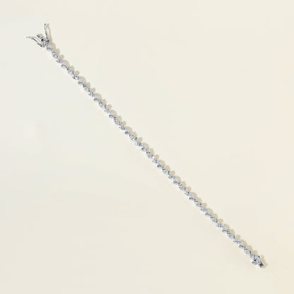 Solid Gold 4ct Natural Diamond Pear Marquise Tennis Bracelet