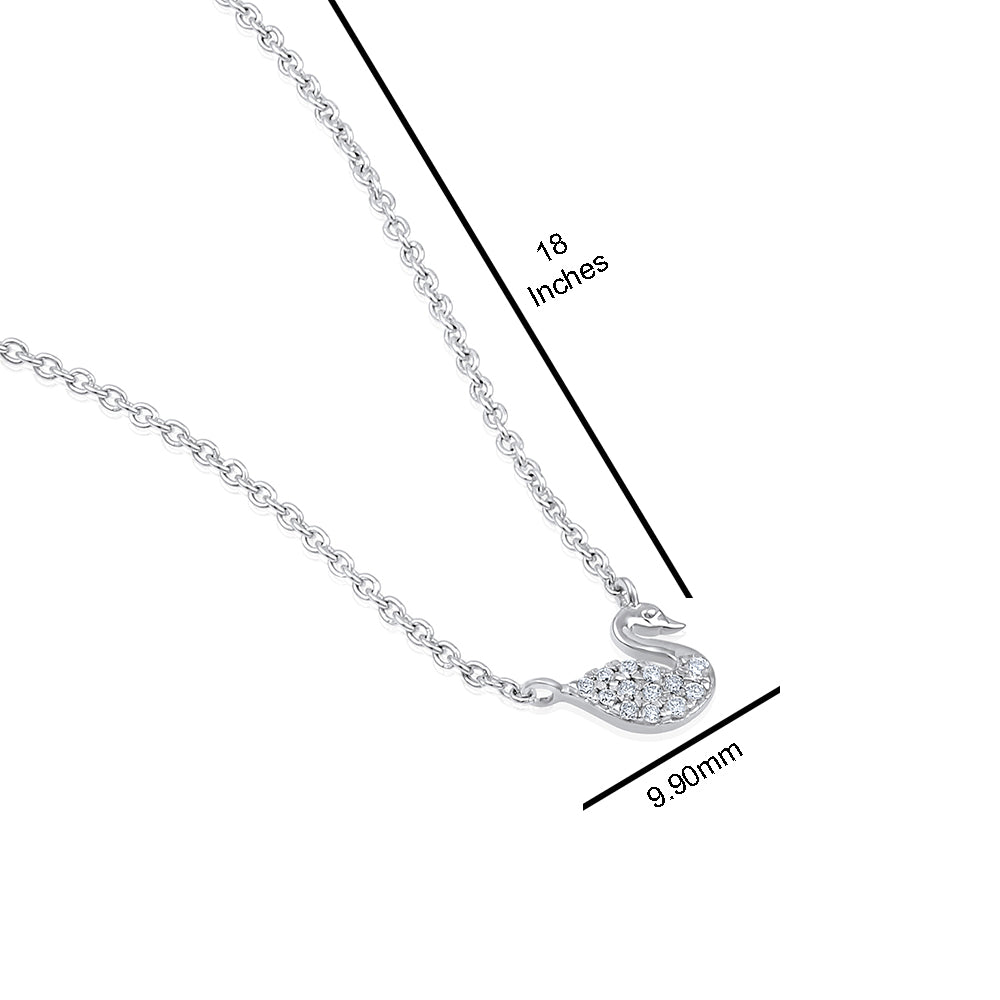 Solid Gold 0.2ct Natural Diamond Swan Necklace Earrings Set