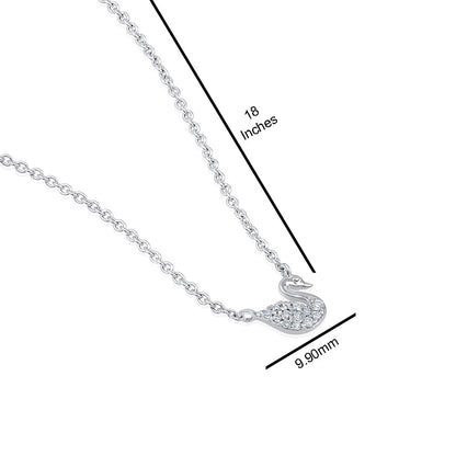Solid Gold 0.2ct Natural Diamond Swan Necklace Earrings Set
