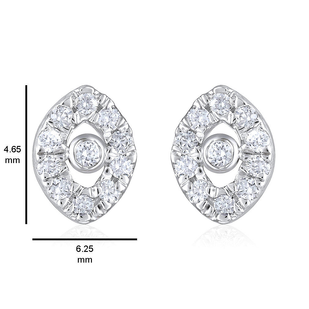 Solid Gold 0.2ct Natural Diamond Evil Eye Necklace Earrings Set