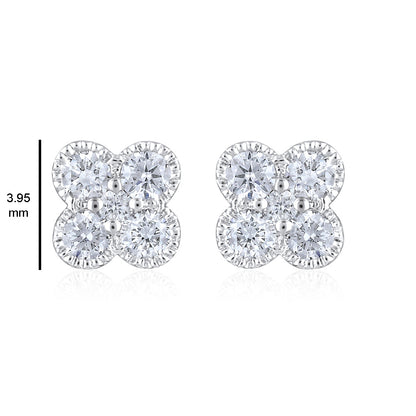 Solid Gold 0.3ct Natural Diamond Small Clover Necklace Earrings Set
