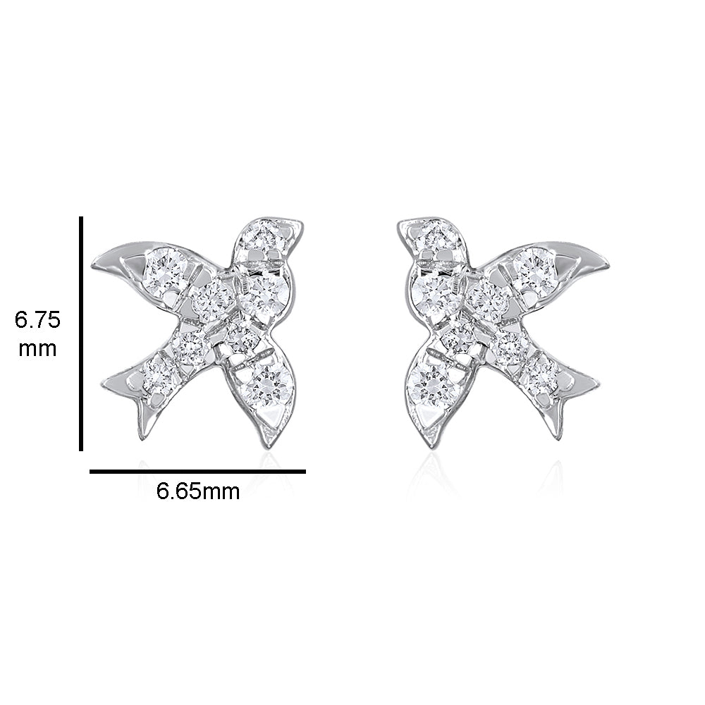 Solid Gold 0.23ct Natural Diamond Bird Necklace Earrings Set
