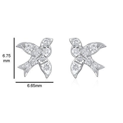 Solid Gold 0.23ct Natural Diamond Bird Necklace Earrings Set