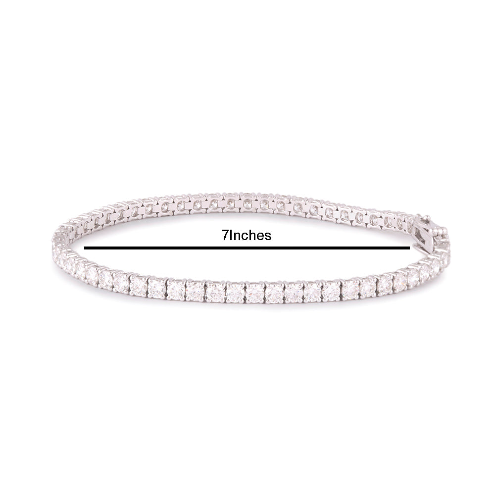 Solid Gold 6.3ct Natural Diamond Round Tennis Bracelet