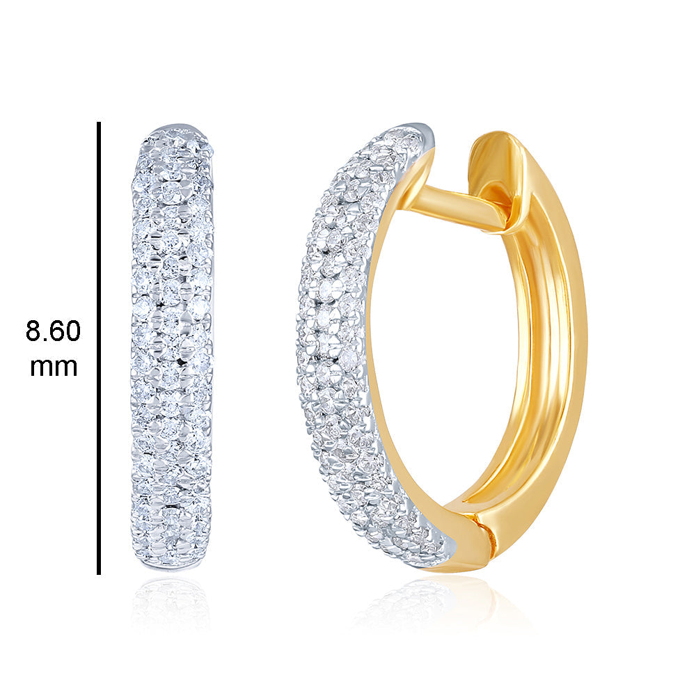 Solid Gold 0.22ct Natural Diamond Curvy Chunky Studded Huggie Earrings