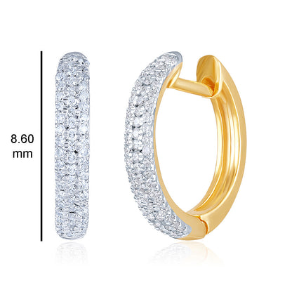 Solid Gold 0.22ct Natural Diamond Curvy Chunky Studded Huggie Earrings