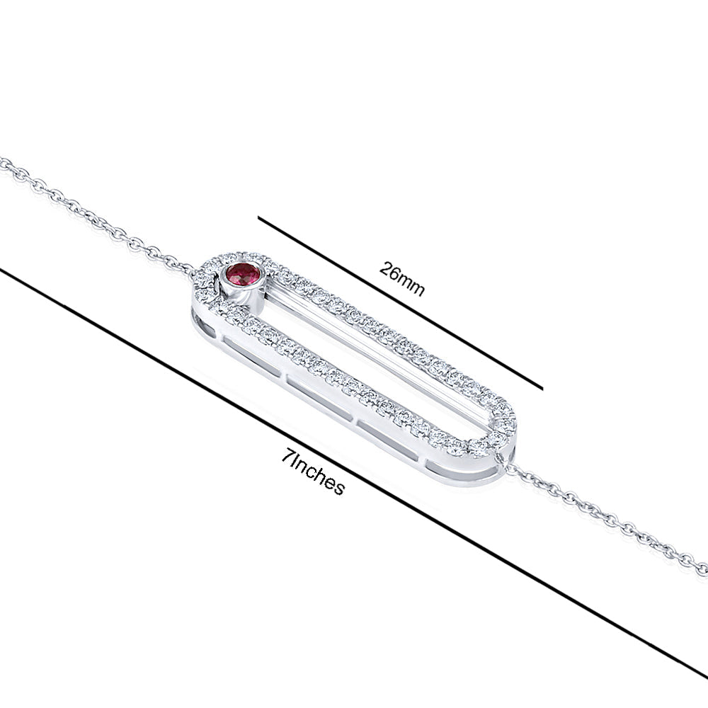 Solid Gold 0.3ct Natural Diamond w/ CZ Red Stone Eye Bracelet