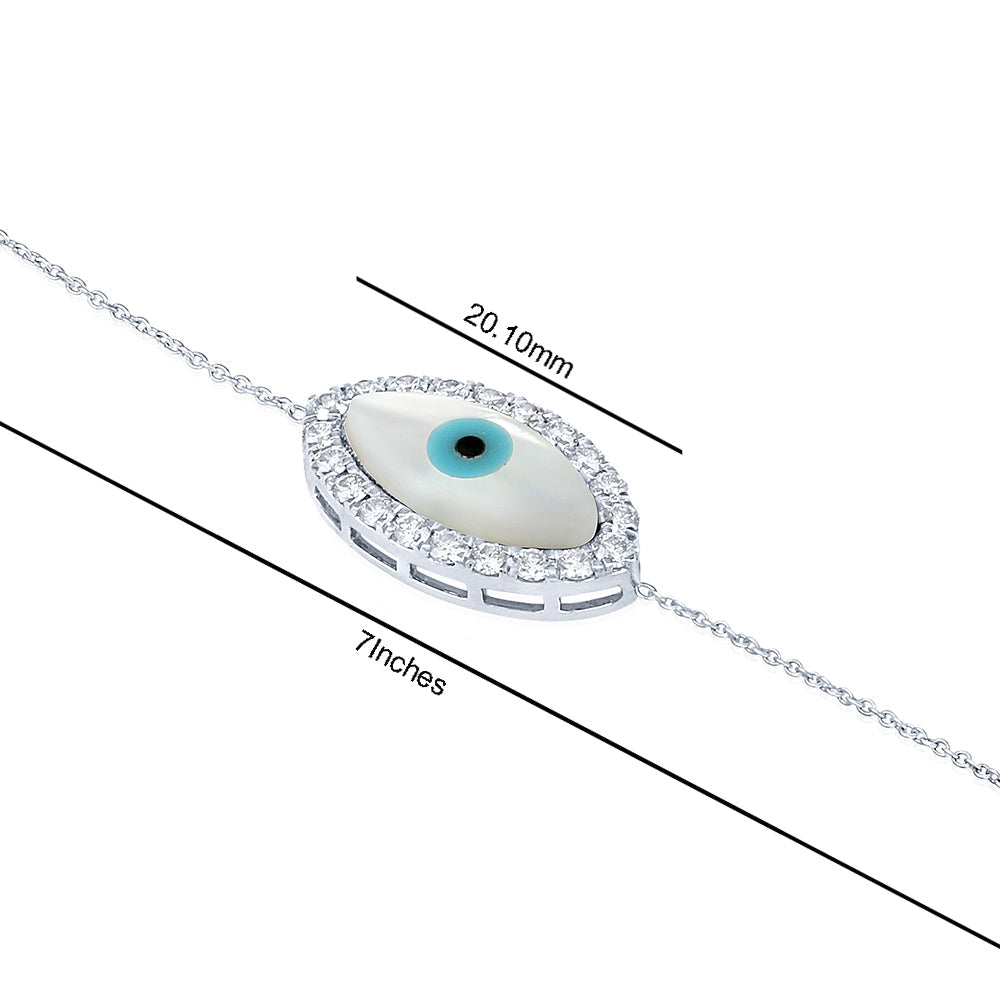 Solid Gold 0.5ct Natural Diamond Blue Evil-Eye Bracelet