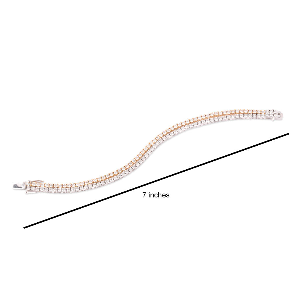 Solid Gold 7.8ct Natural Diamond 2 Layer Tennis Bracelet