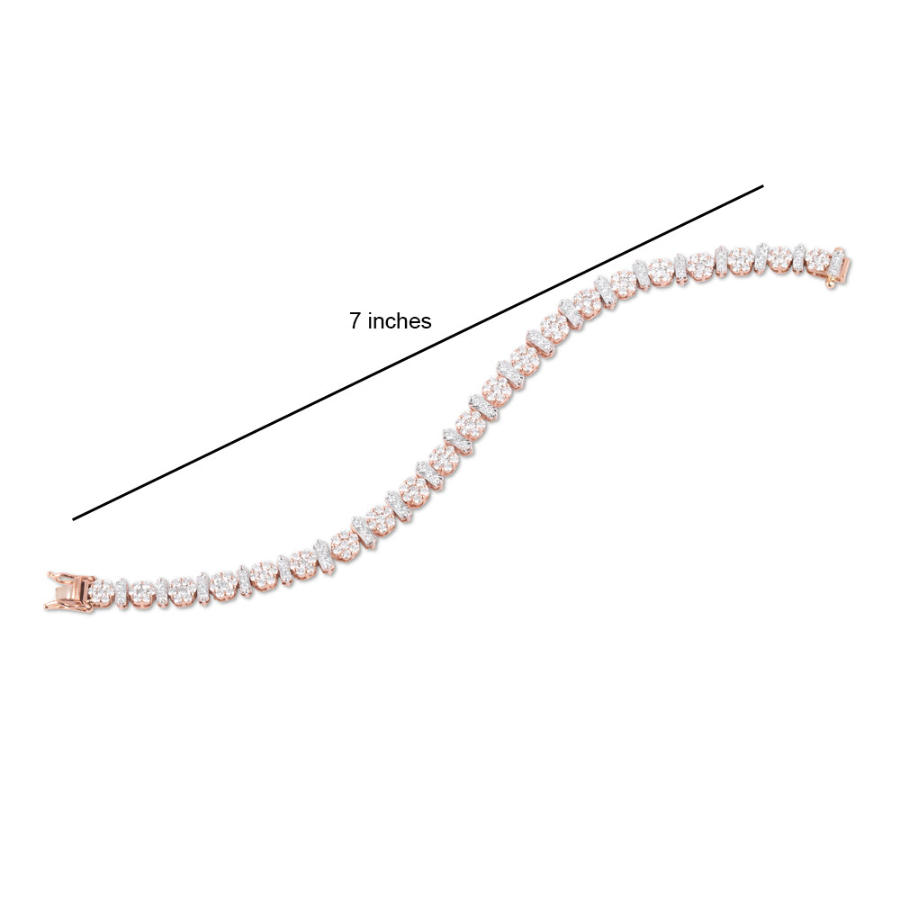 3.7ct Natural Diamond Solid Gold Flower Tennis Bracelet
