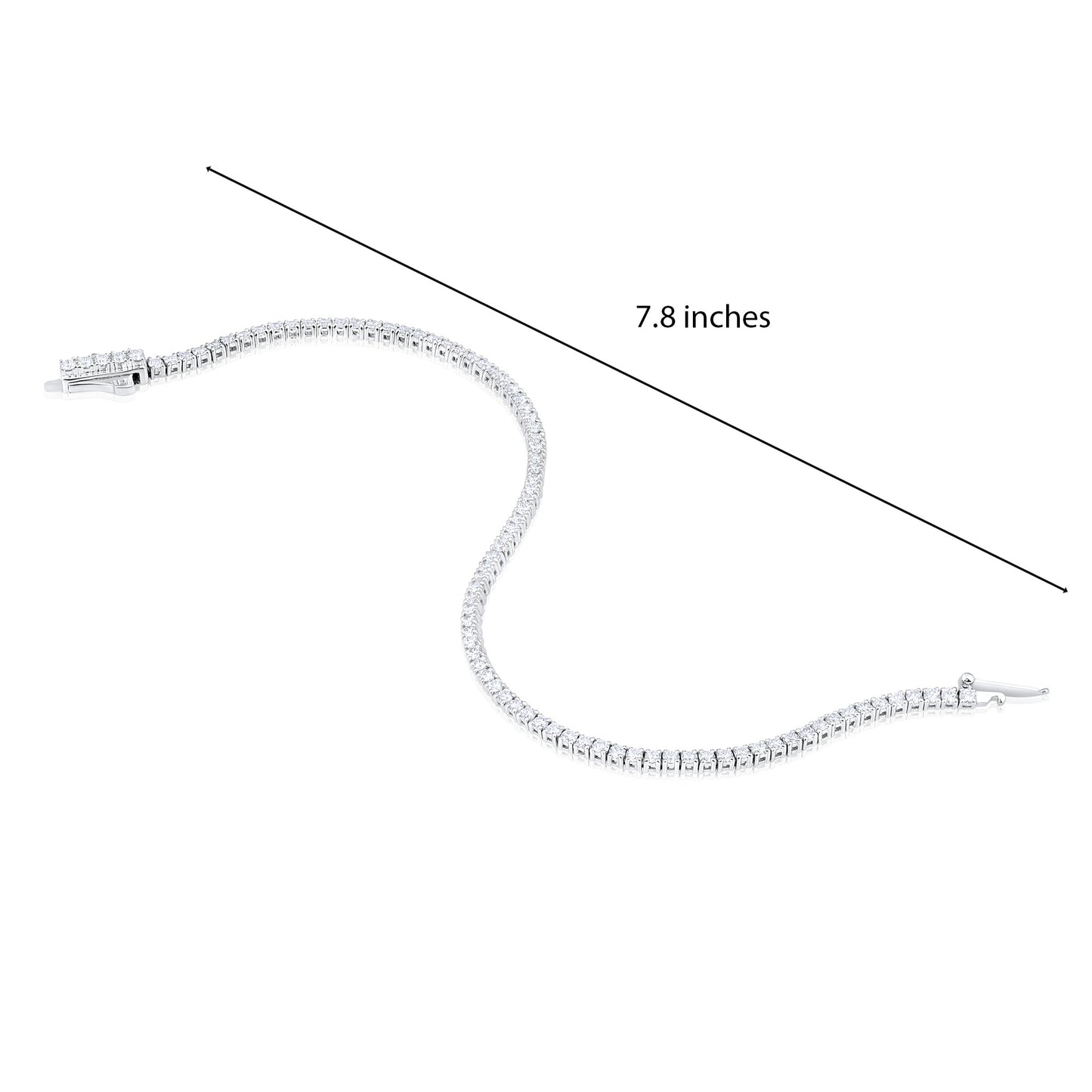 Solid Gold 2.1ct Natural Diamond Round Flat Tennis Bracelet