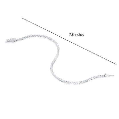 Solid Gold 2.1ct Natural Diamond Round Flat Tennis Bracelet