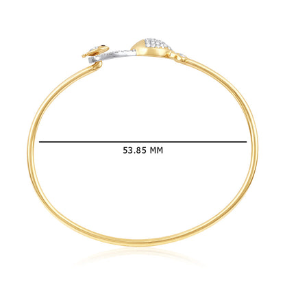 Solid Gold 0.6ct Natural Diamond Mother Daughter 2 Fish Bangle Bracelet