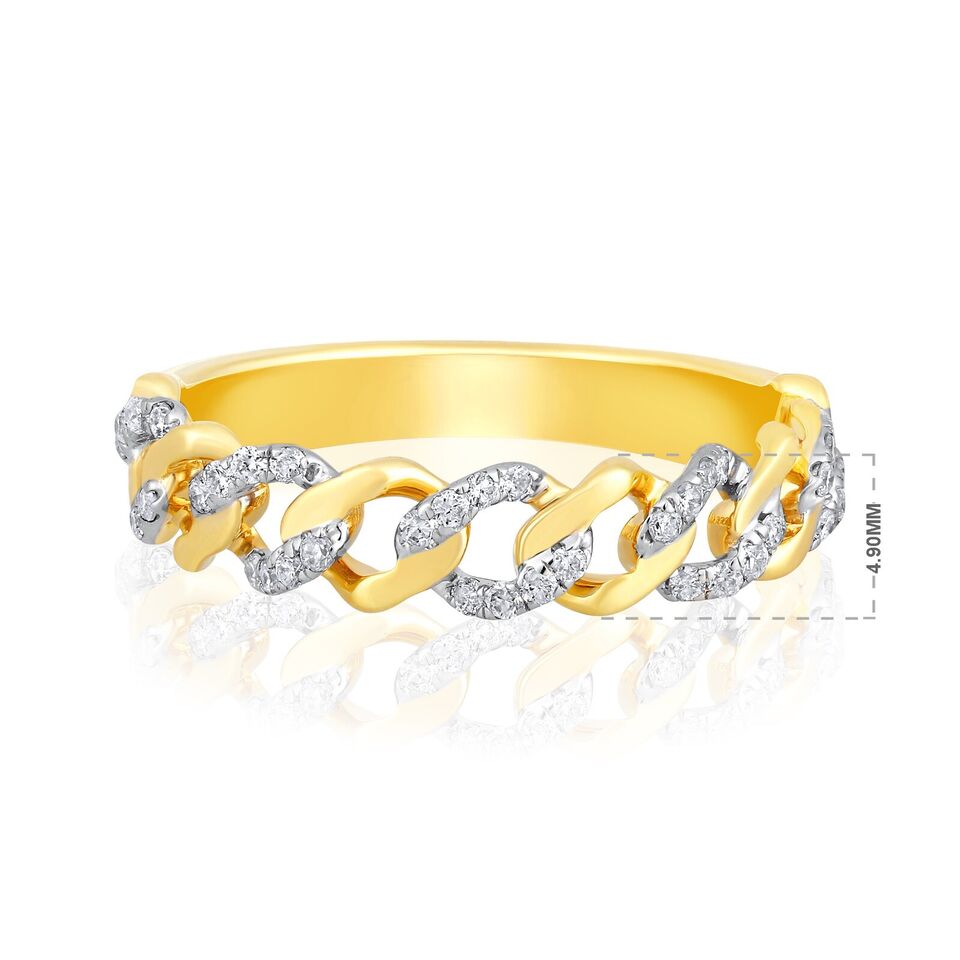 0.2ct Natural Diamond Solid Gold Chain Link Band Ring