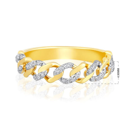 0.2ct Natural Diamond Solid Gold Chain Link Band Ring